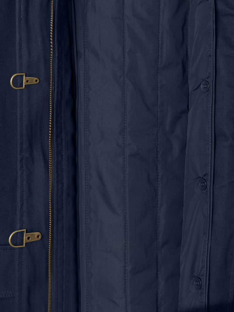 Manteau bleu marine à fermeture métallique