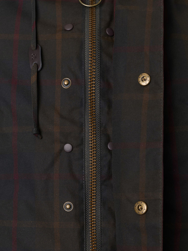 Abrigo encerado tartan lineas verde