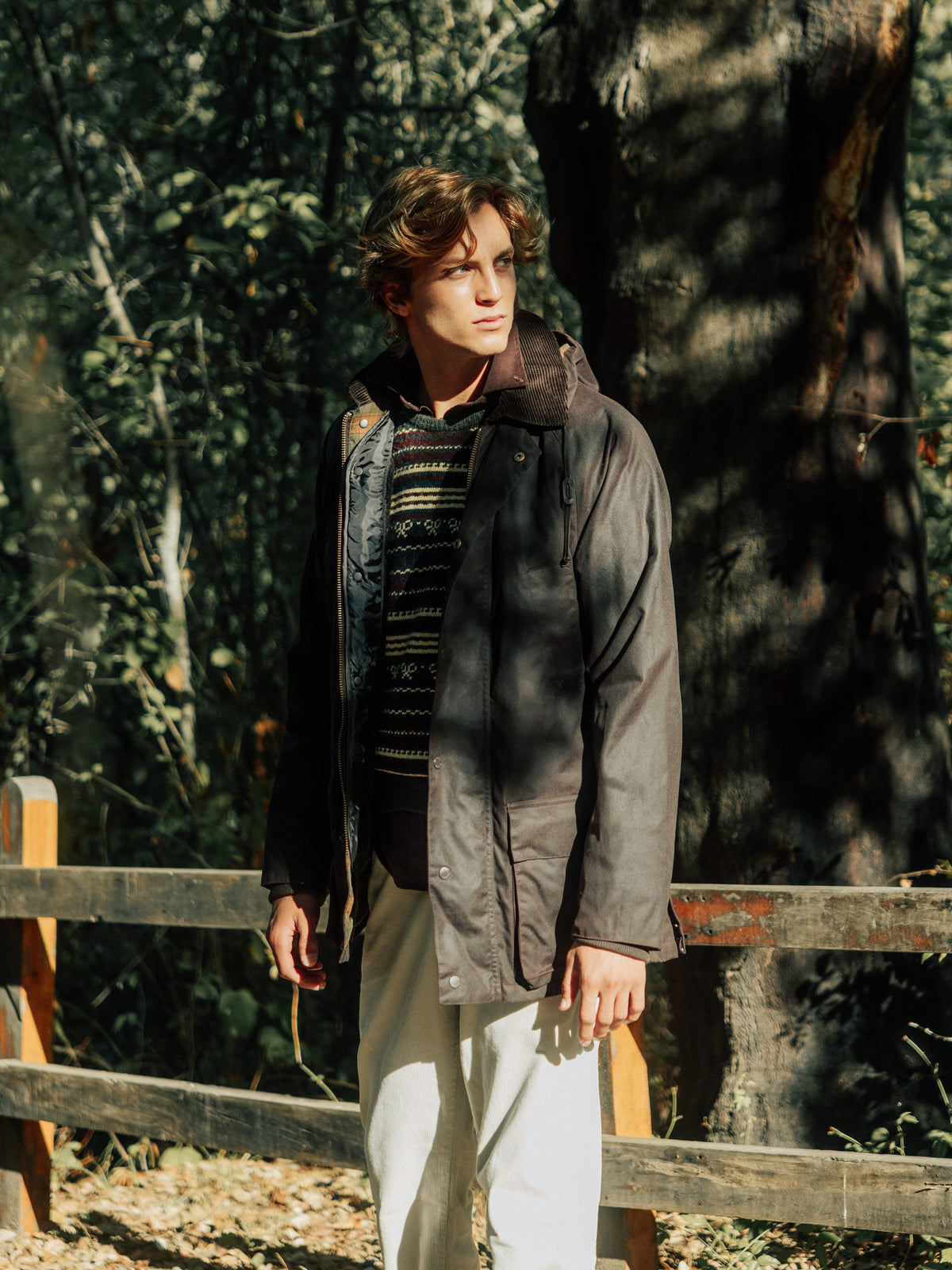 Burgundy waxed coat