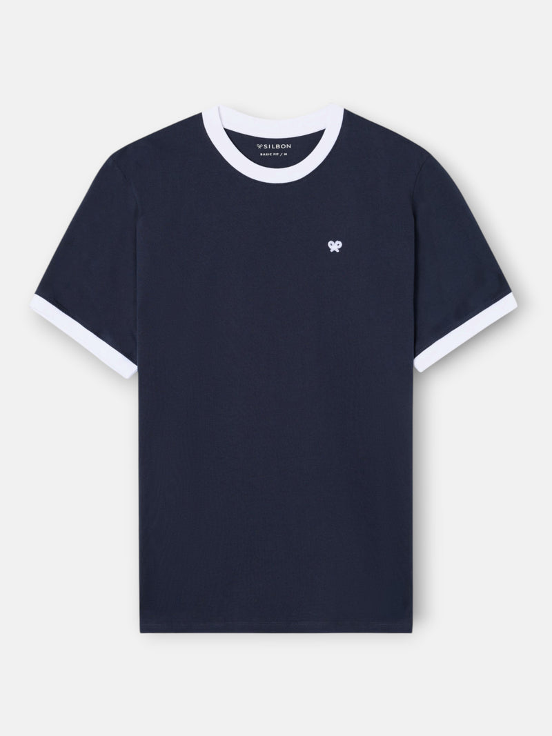 Camiseta ribs contraste rizo azul marino