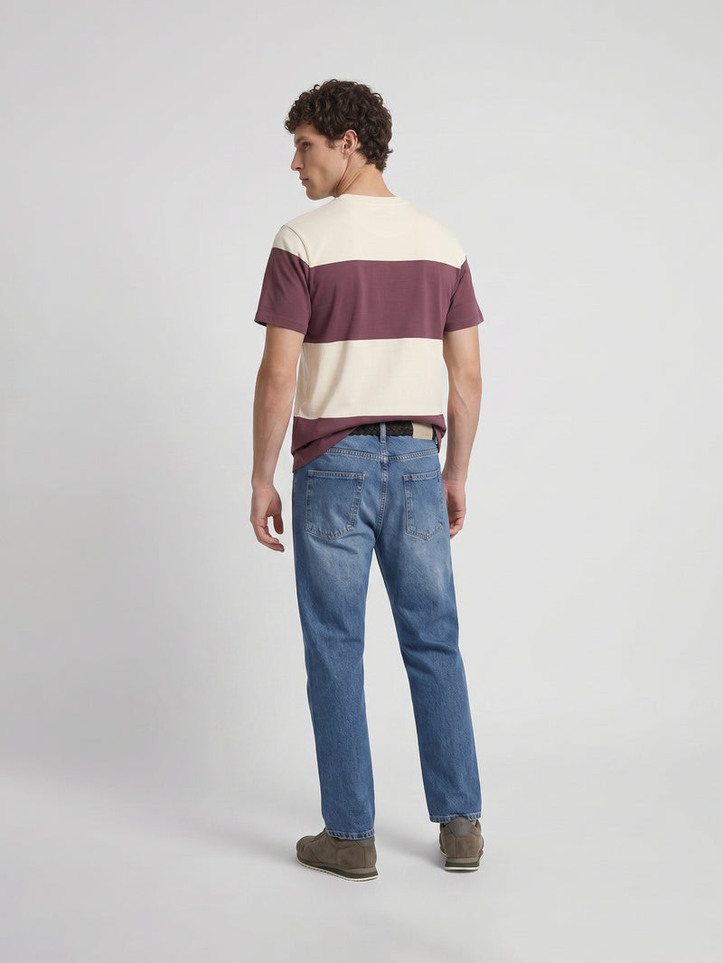 Camiseta raya ancha burdeos