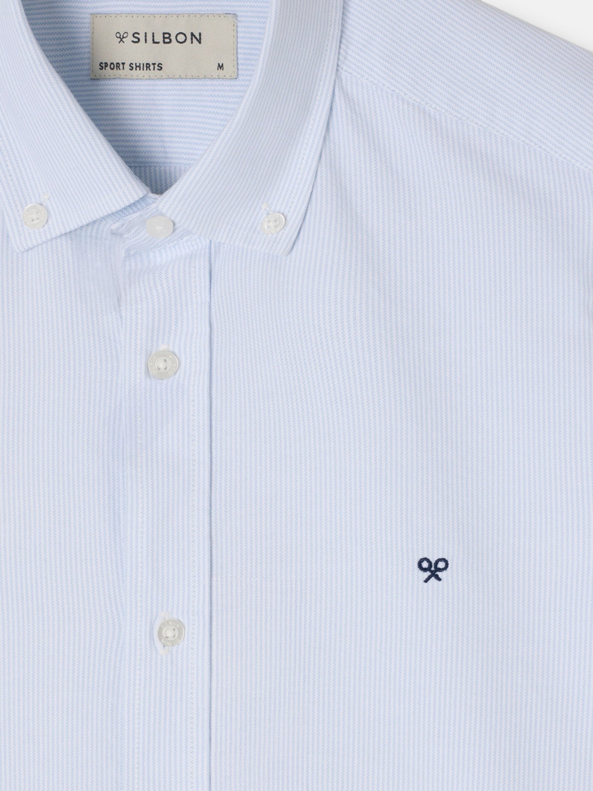 Light blue oxford striped sport shirt