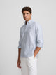 Camisa sport oxford risca média azul-marinho