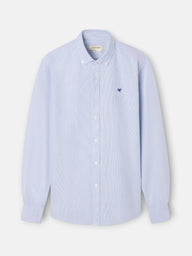 Navy Oxford Sport Shirt with Fine Stripes
