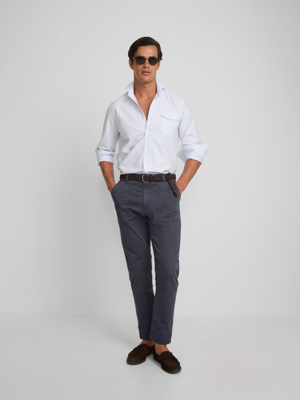 Camisa sport cruise bolsillo rayas azules