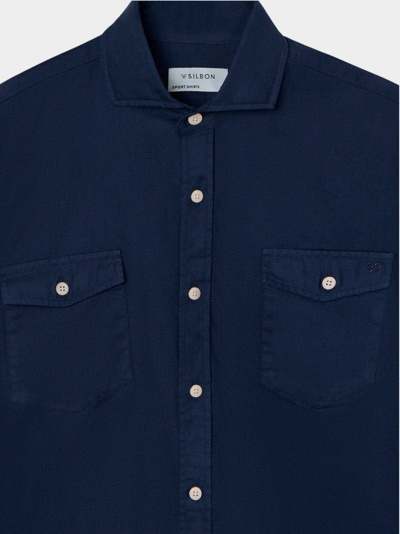 Camisa sport cruise bolsillos azul marino