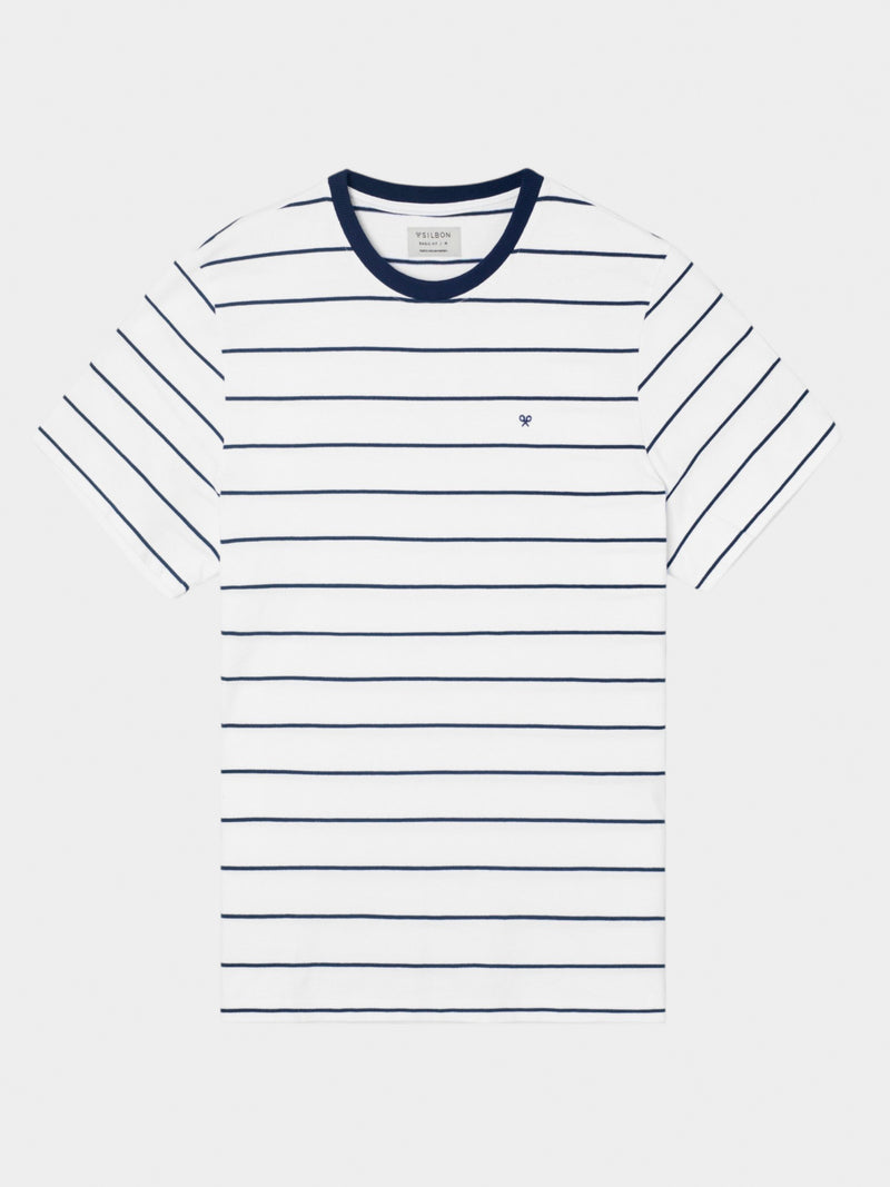 Cruise T-shirt with fine blue stripes