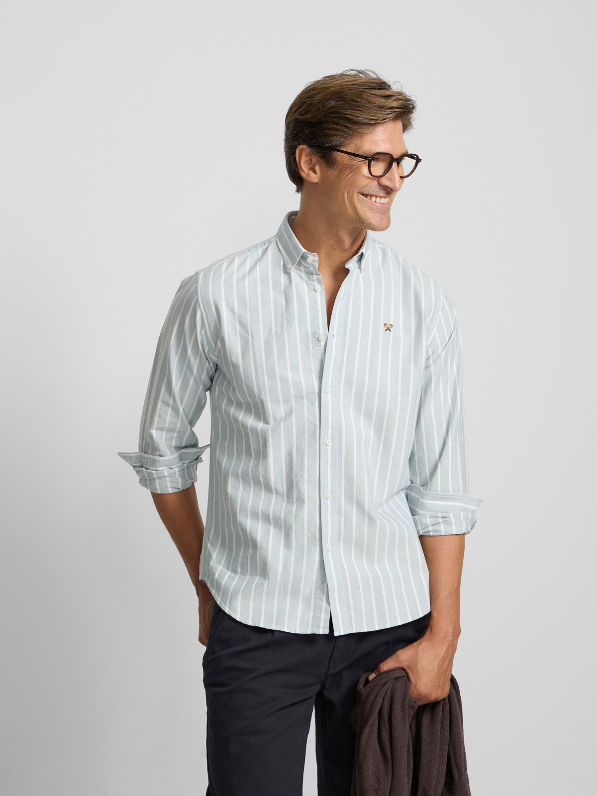Camisa sport oxford raya ancha verde