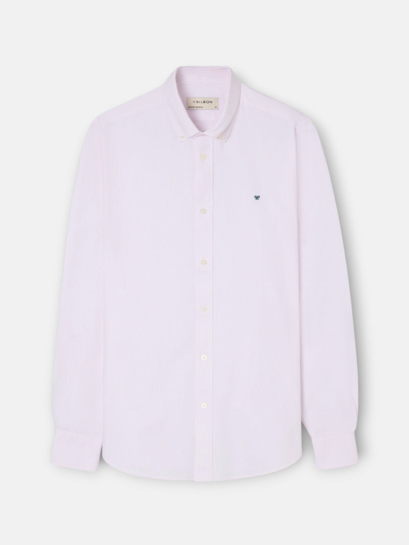 Chemise sport oxford à rayures roses