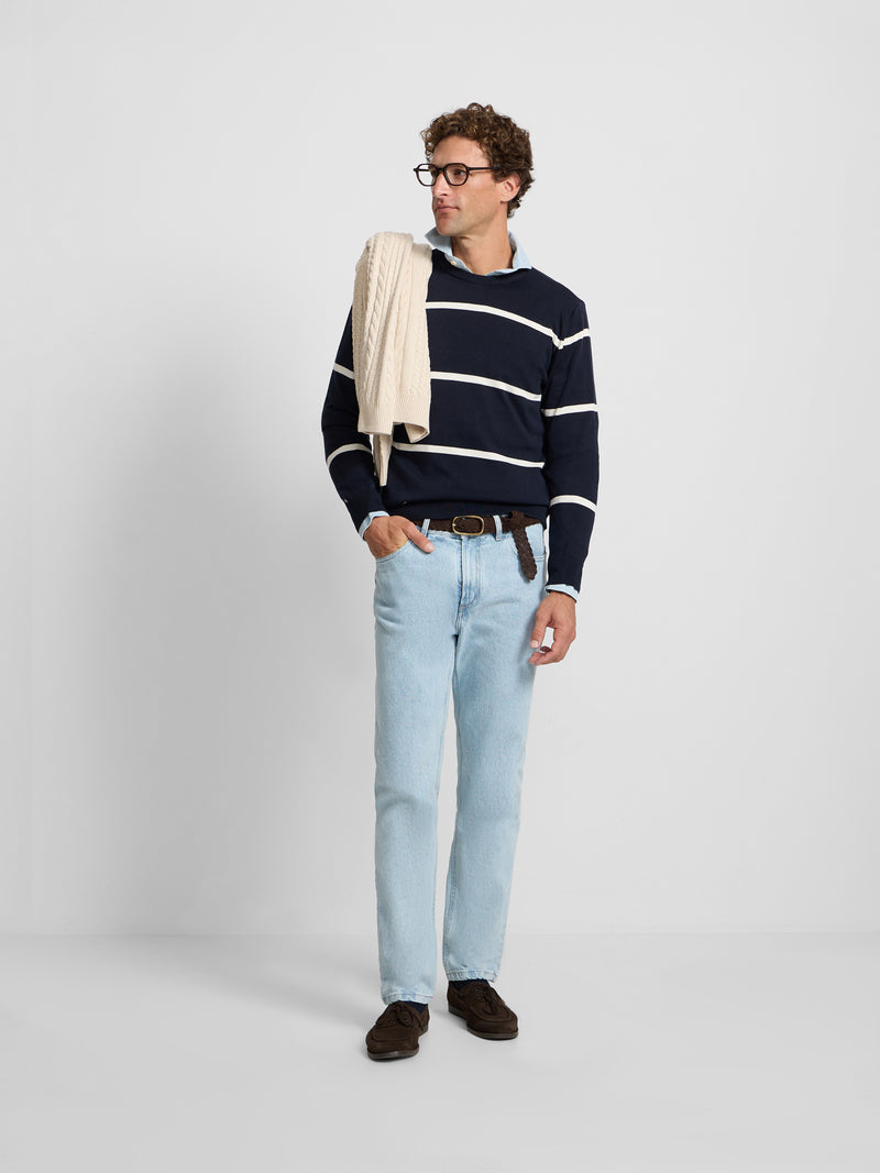 Camisola às riscas azul-marinho