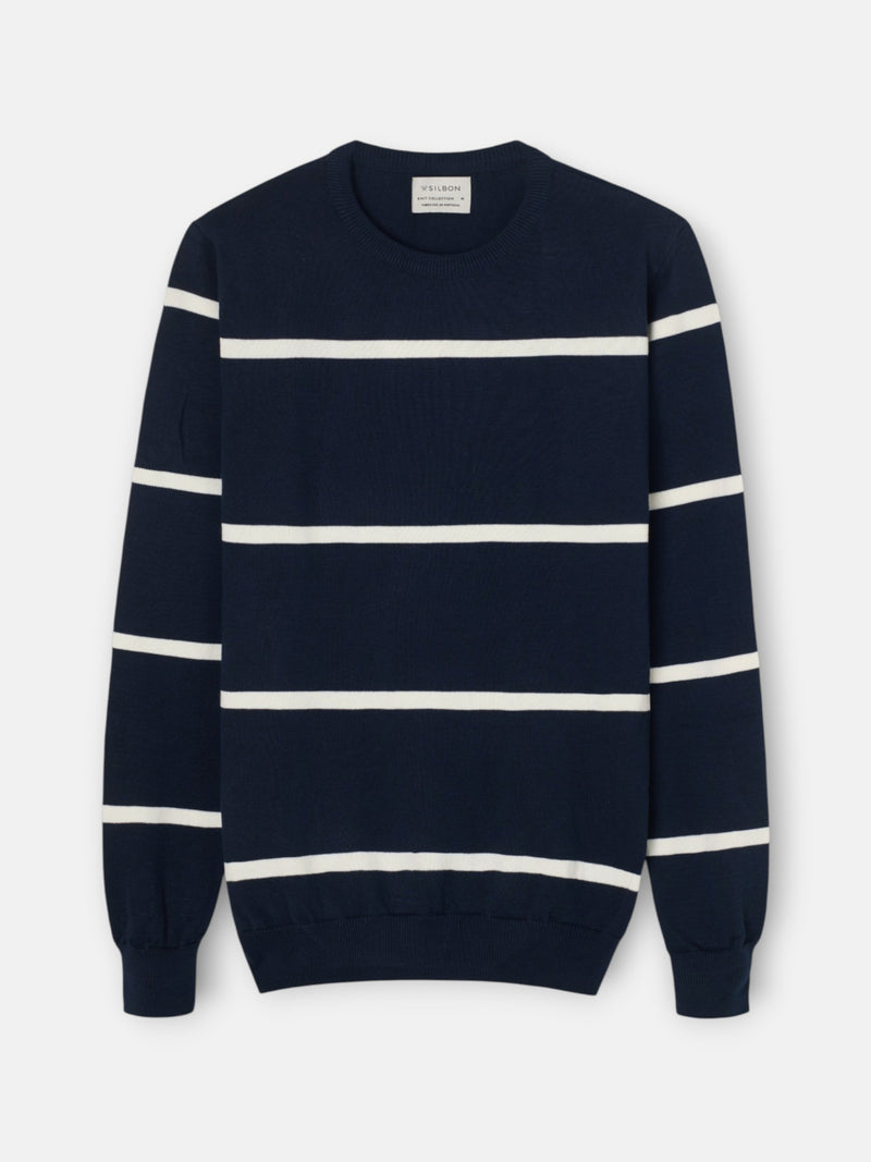 Camisola às riscas azul-marinho