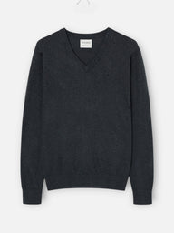 Jersey cuello pico retro gris oscuro