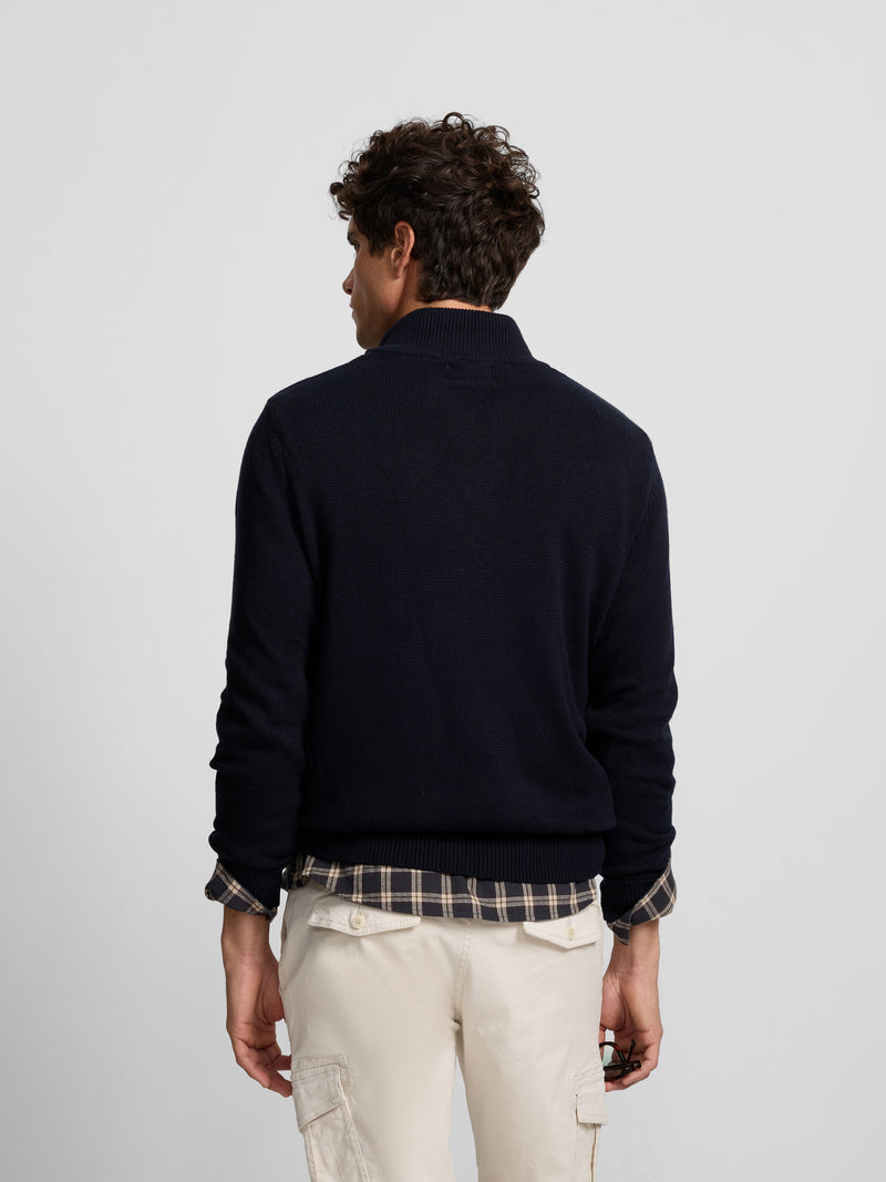 Pull à demi-fermeture éclair bleu marine