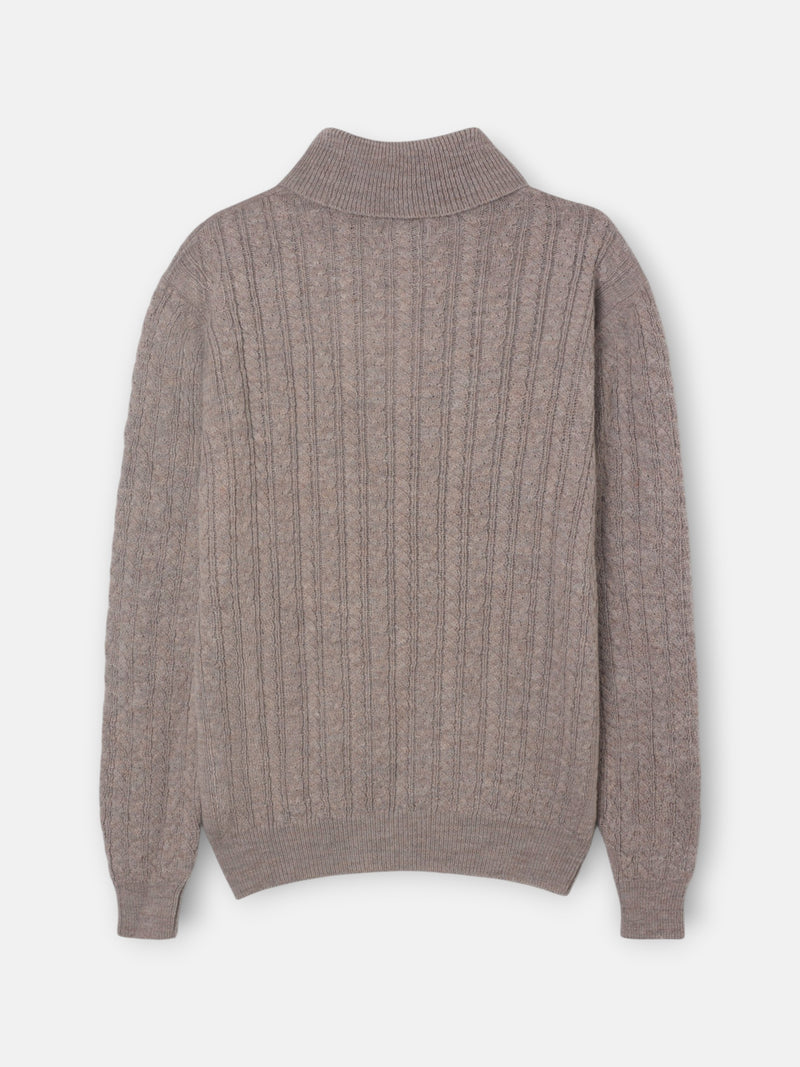 Jersey cuello vuelto de ochos beige
