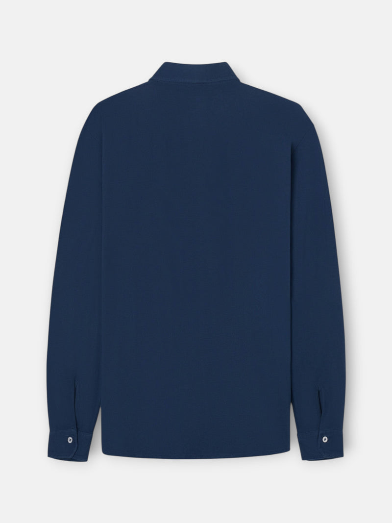 Polo de manga comprida chevron azul-marinho