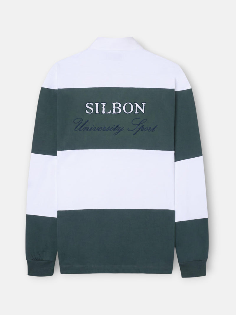 Classic green striped rugby polo