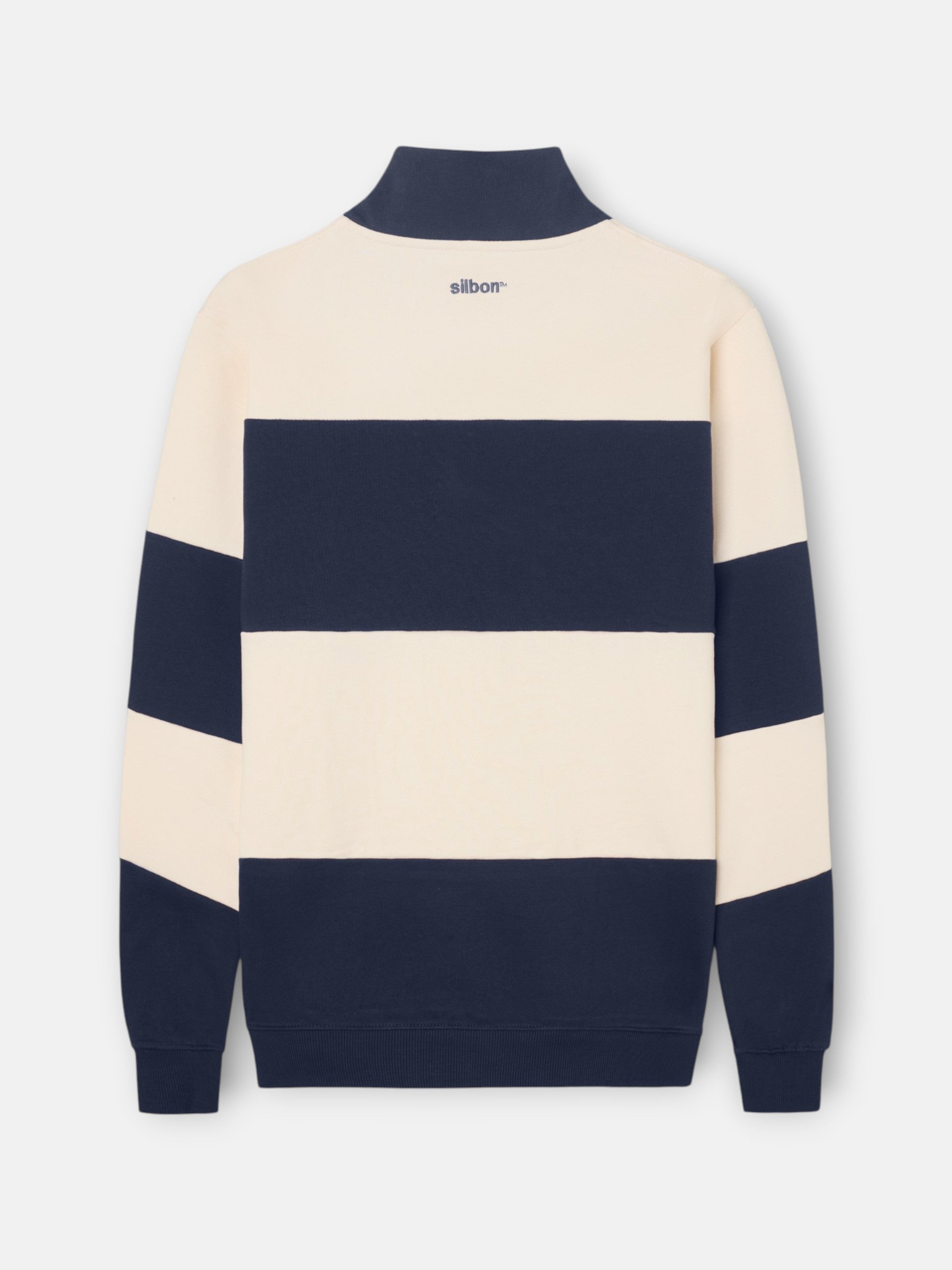Sudadera media cremallera raya ancha azul marino