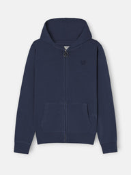 Sudadera cremallera garment dye azul marino