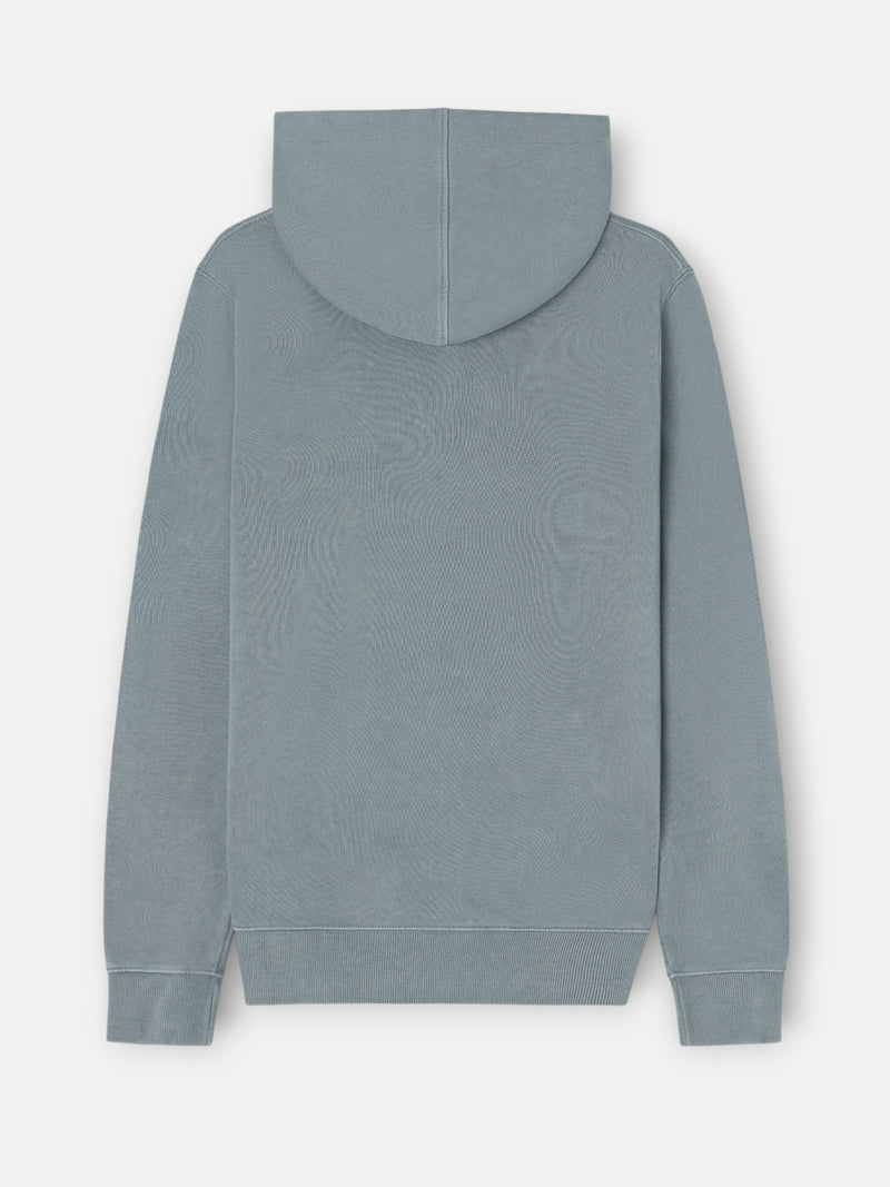 Sudadera cremallera garment dye petroleo