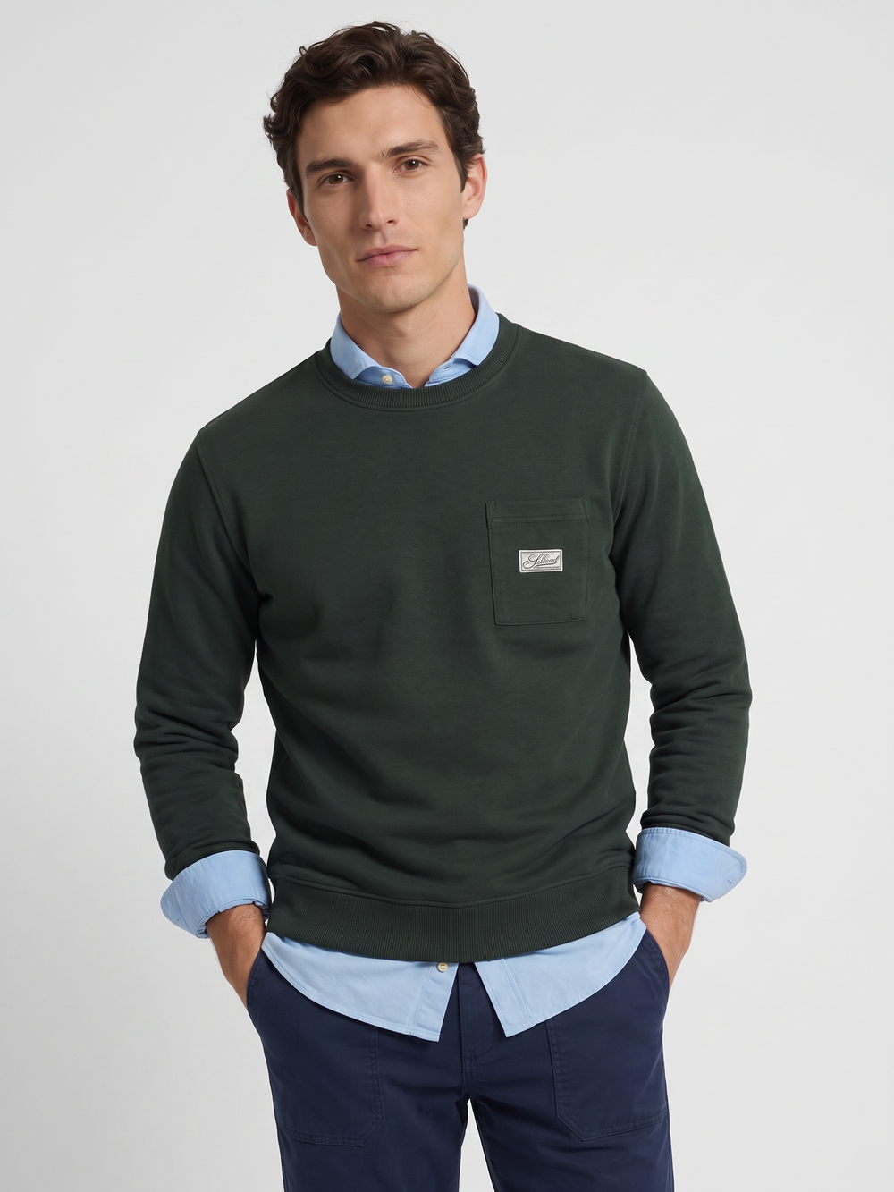 Sweatshirt bolso etiqueta caqui