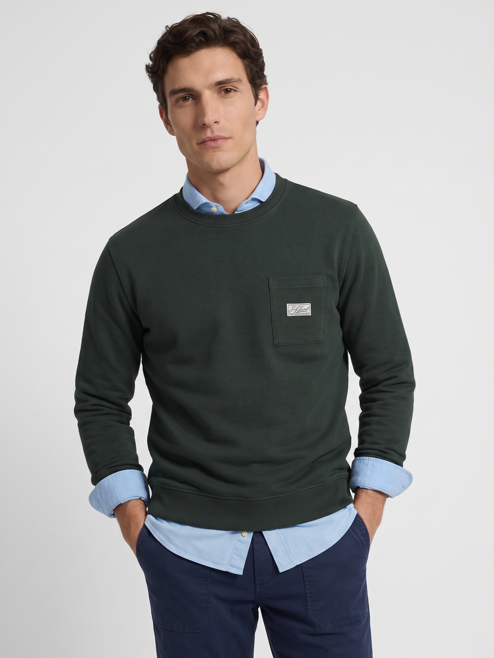 Sudadera bolsillo etiqueta khaki