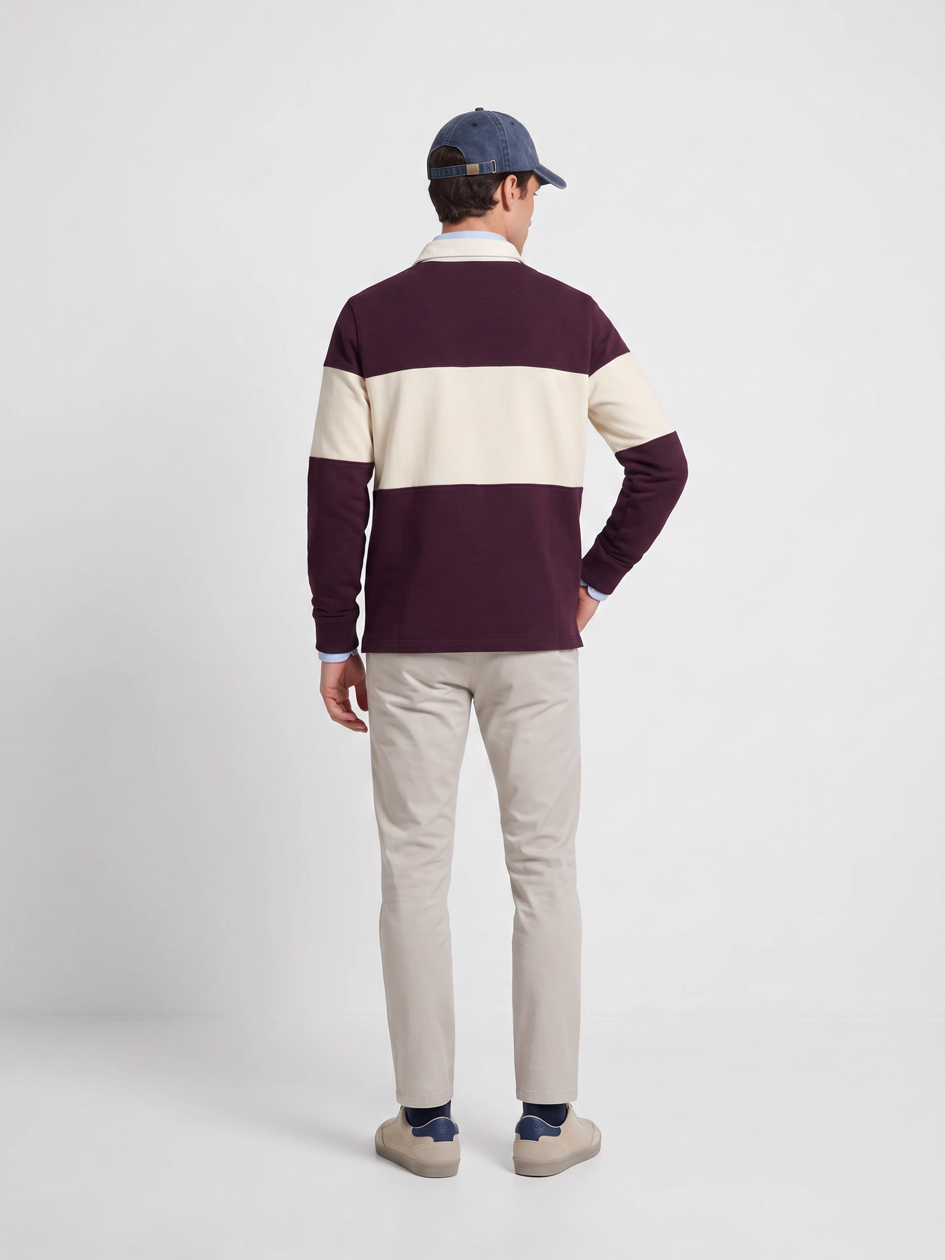 Sweatshirt relaxed fit gola polo bloco bordô