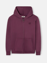 Sudadera cremallera garment dye burdeos