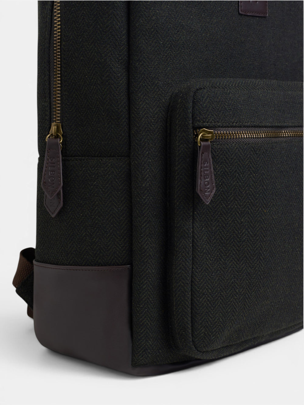 Sac à dos en tissu chevron vert