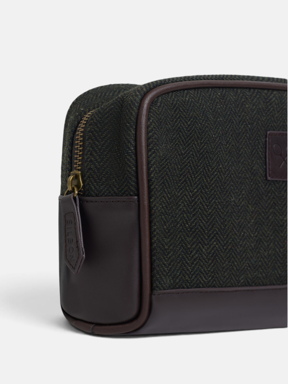 Trousse de toilette en tissu chevron vert