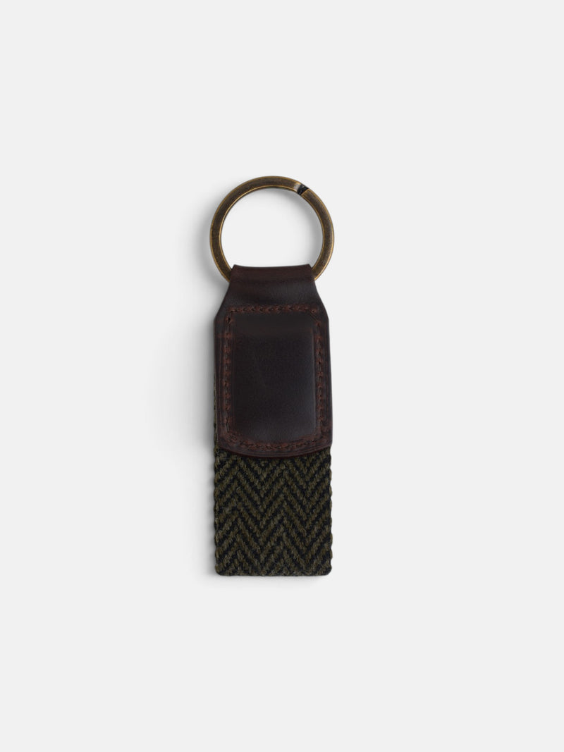 Porte-clés en cuir tressé vert
