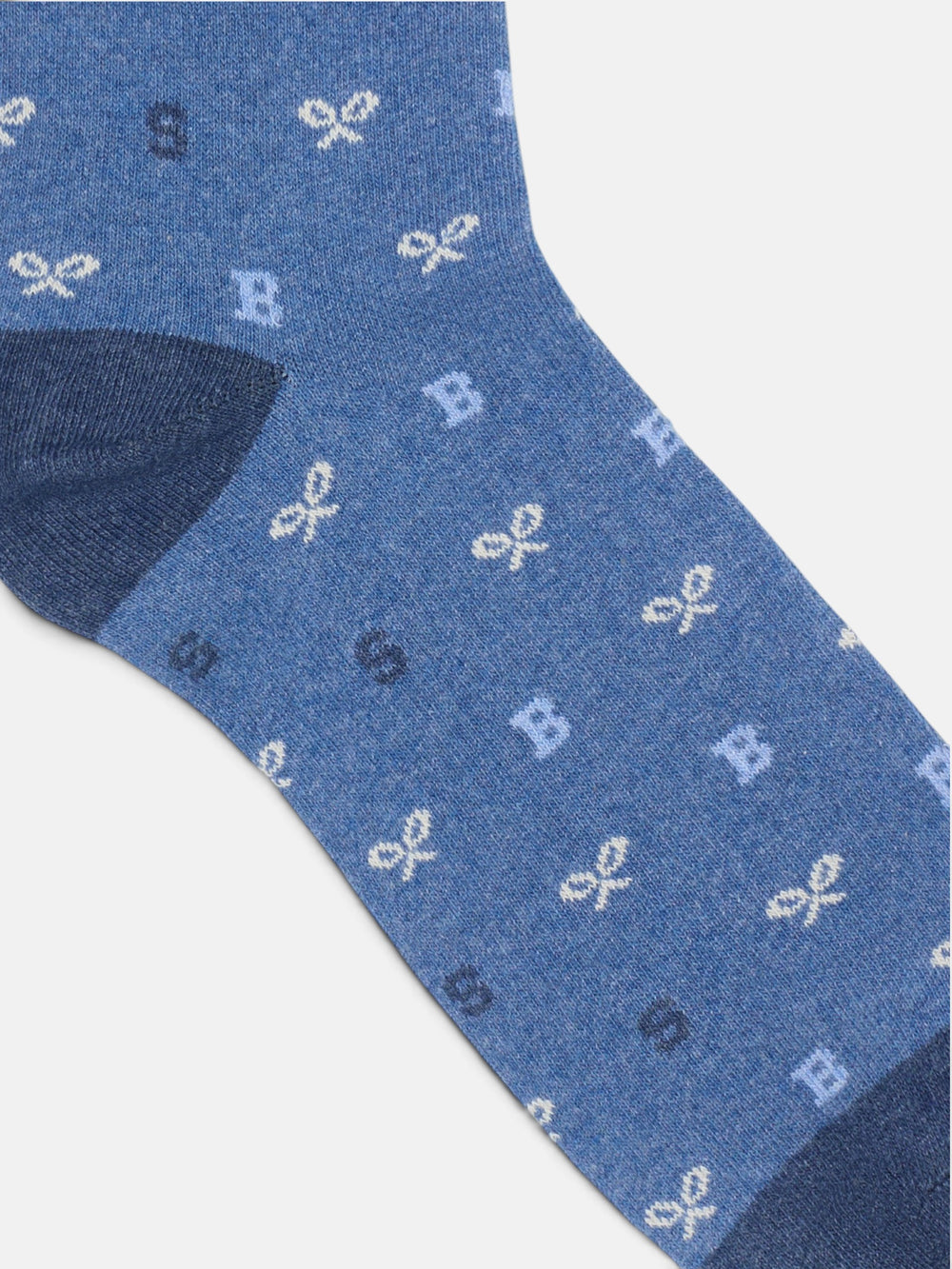 Chaussettes motifs lettres bleu