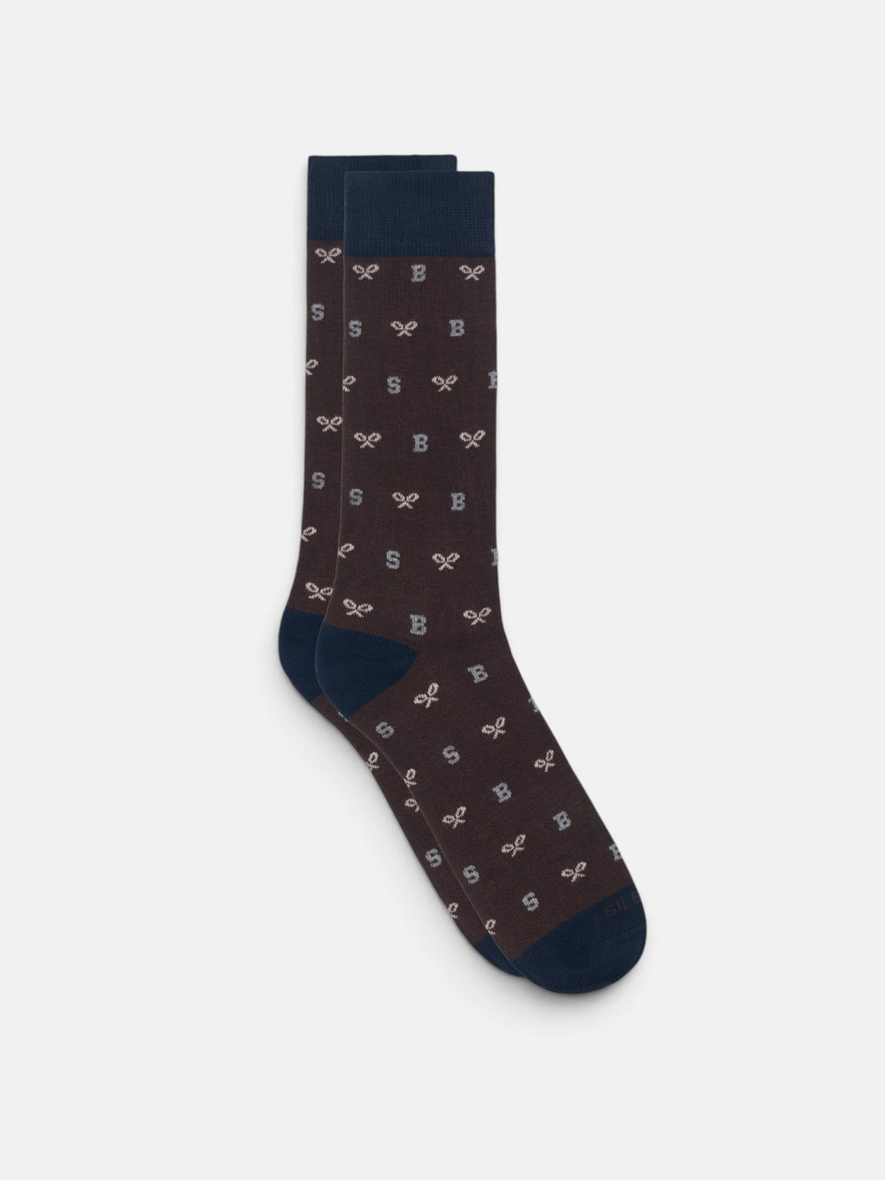 Chaussettes motifs lettres marron