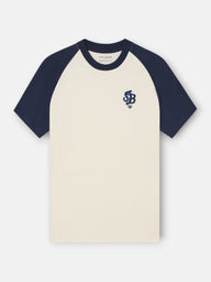 Relaxed fit t-shirt with navy blue contrast sleeves
