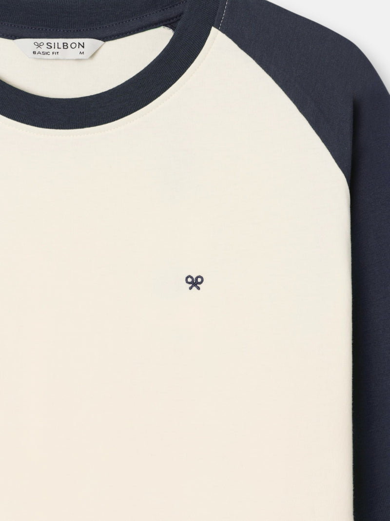 Navy blue long-sleeve raglan t-shirt