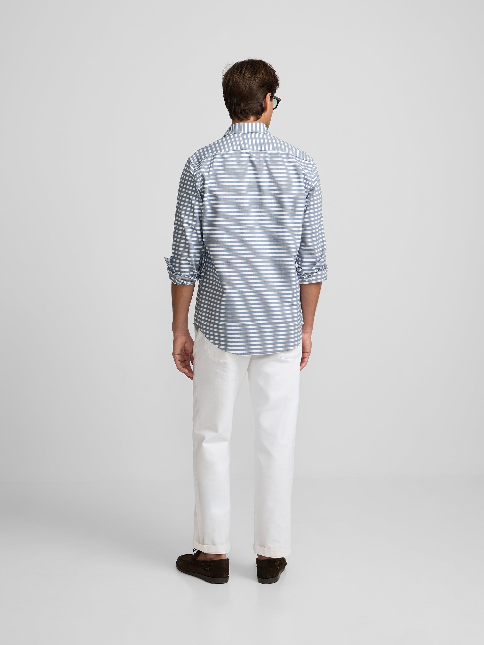 Polo oxford à rayures horizontales bleu marine