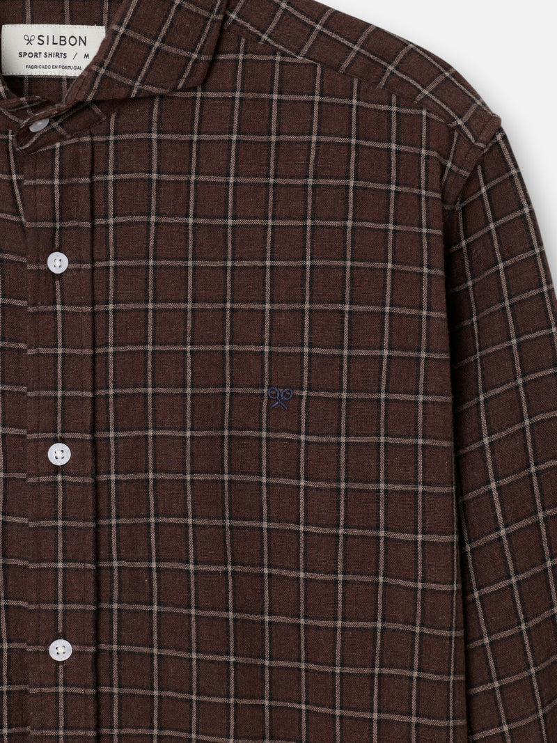 Camisa sport cuadro grande marron