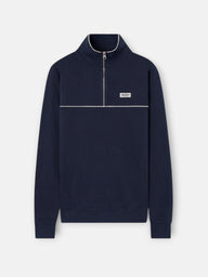 Sudadera media cremallera vivos contraste azul marino