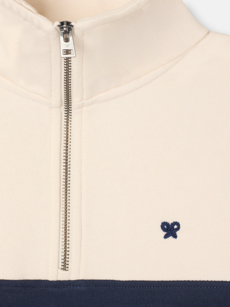 Half-zip sweatshirt navy blue blocks