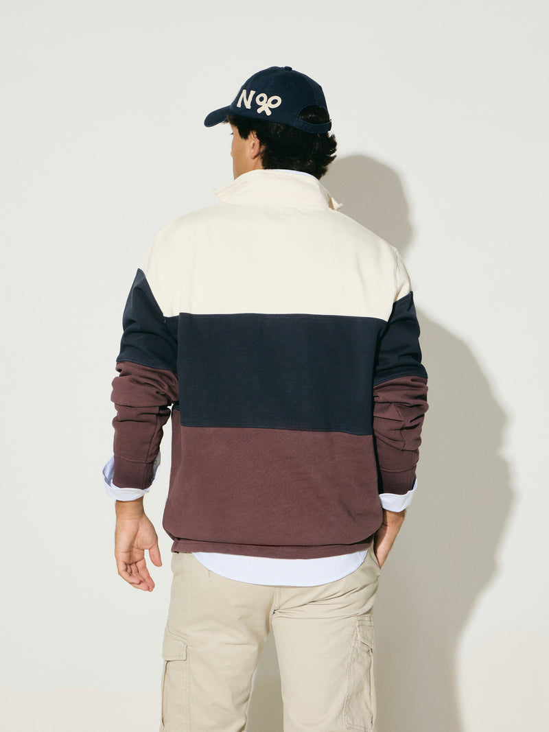Half-zip sweatshirt navy blue blocks
