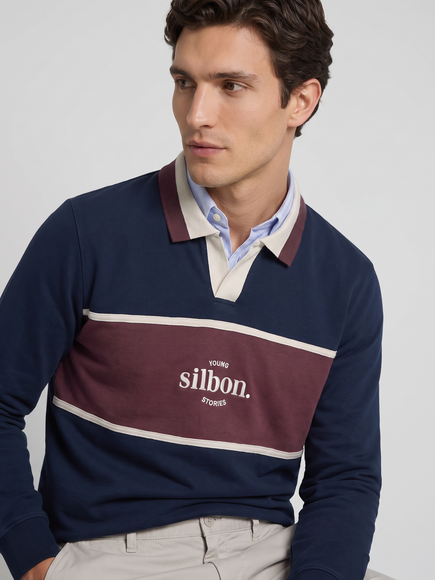 Navy blue young stories polo sweatshirt