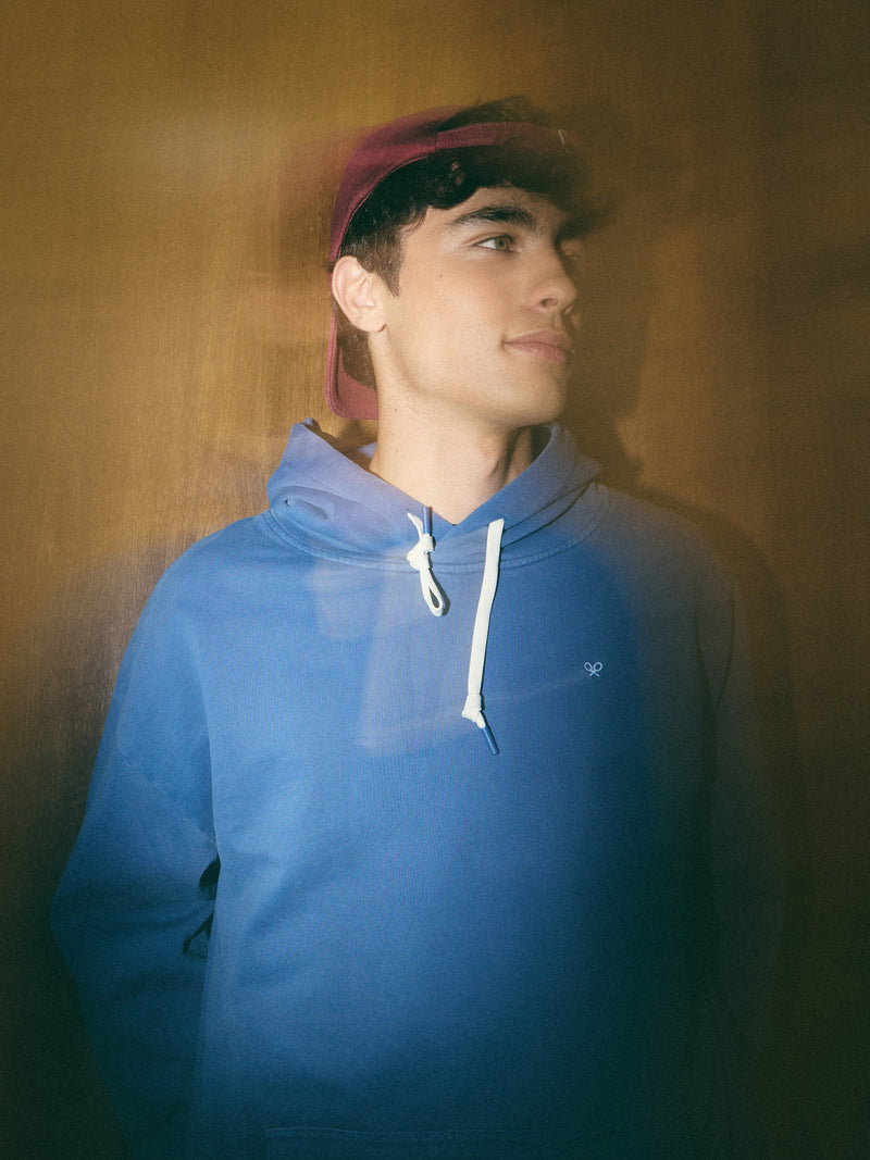 Relaxed fit blue hangout hoodie