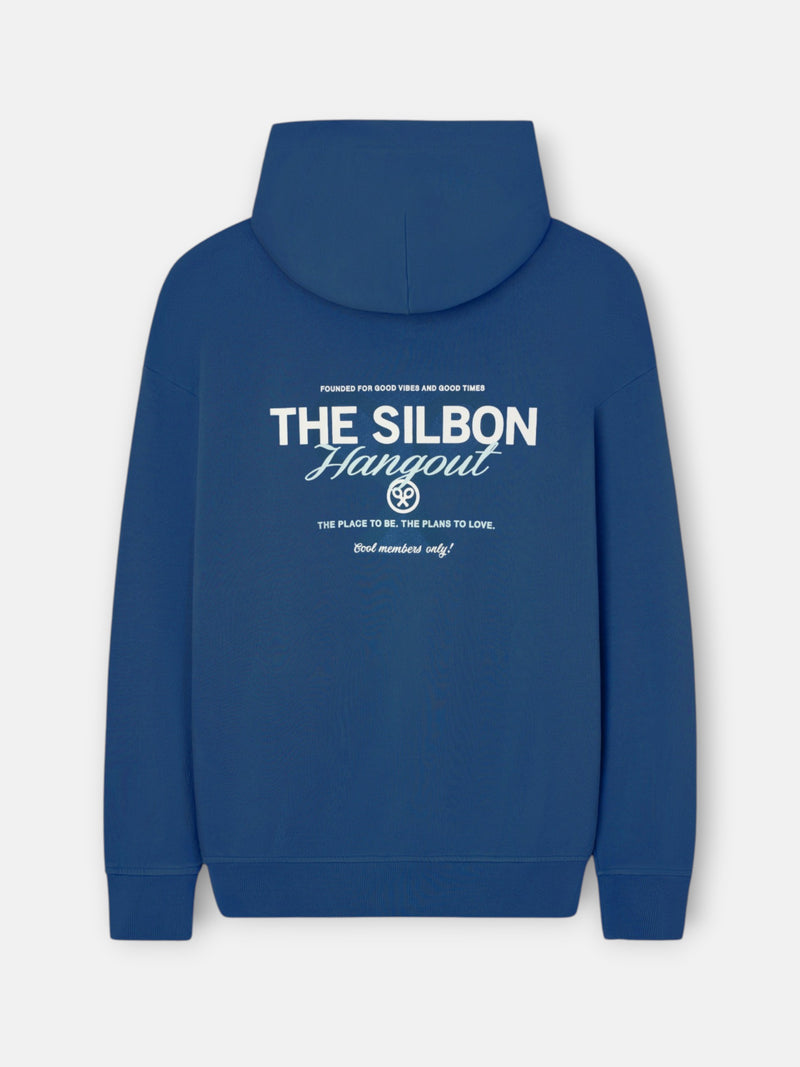 Relaxed fit blue hangout hoodie