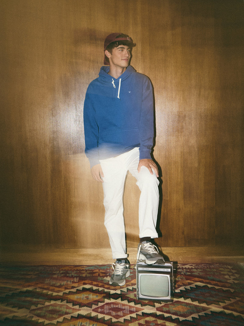 Relaxed fit blue hangout hoodie