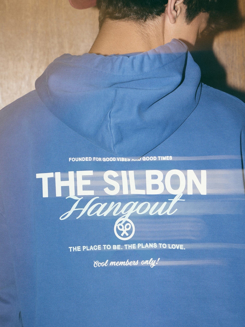 Relaxed fit blue hangout hoodie