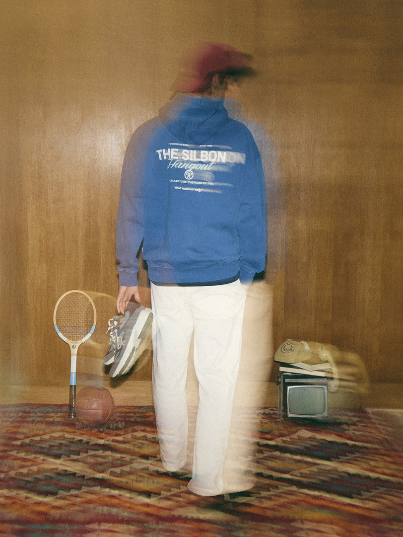Relaxed fit blue hangout hoodie