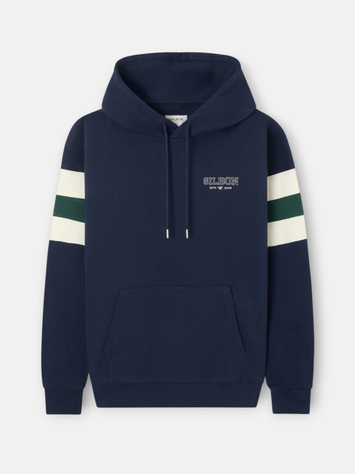 Sudadera capucha relaxed franjas azul marino