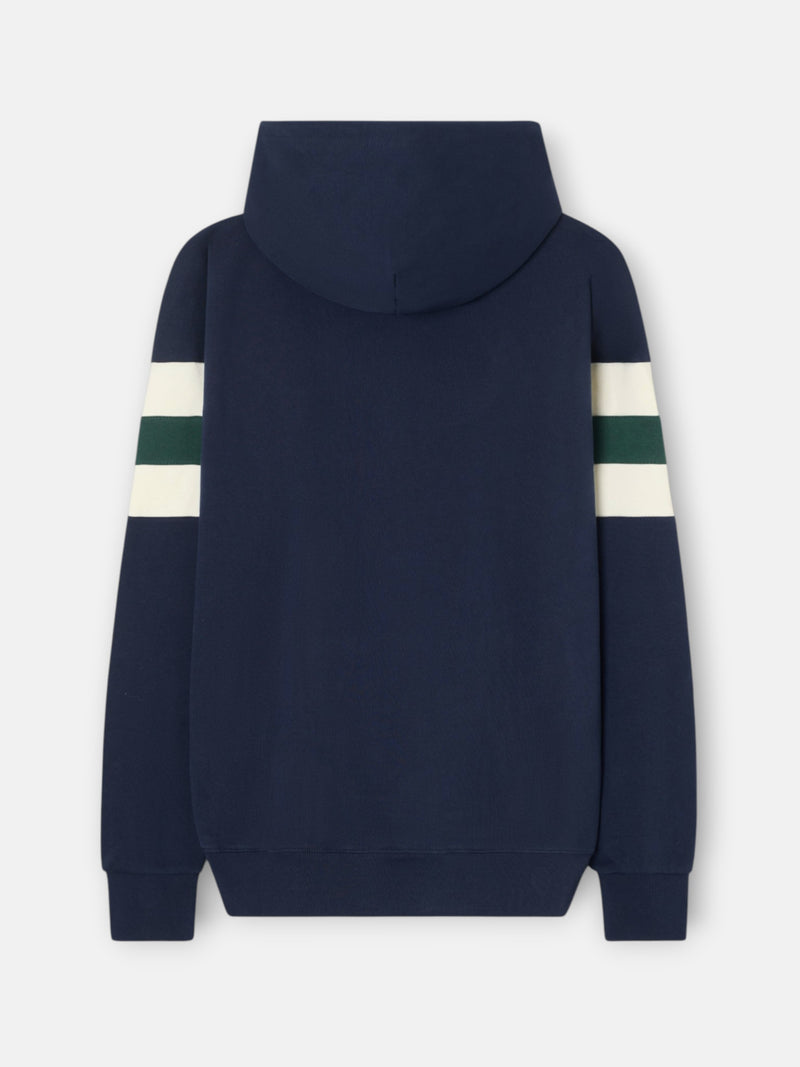 Sudadera capucha relaxed franjas azul marino