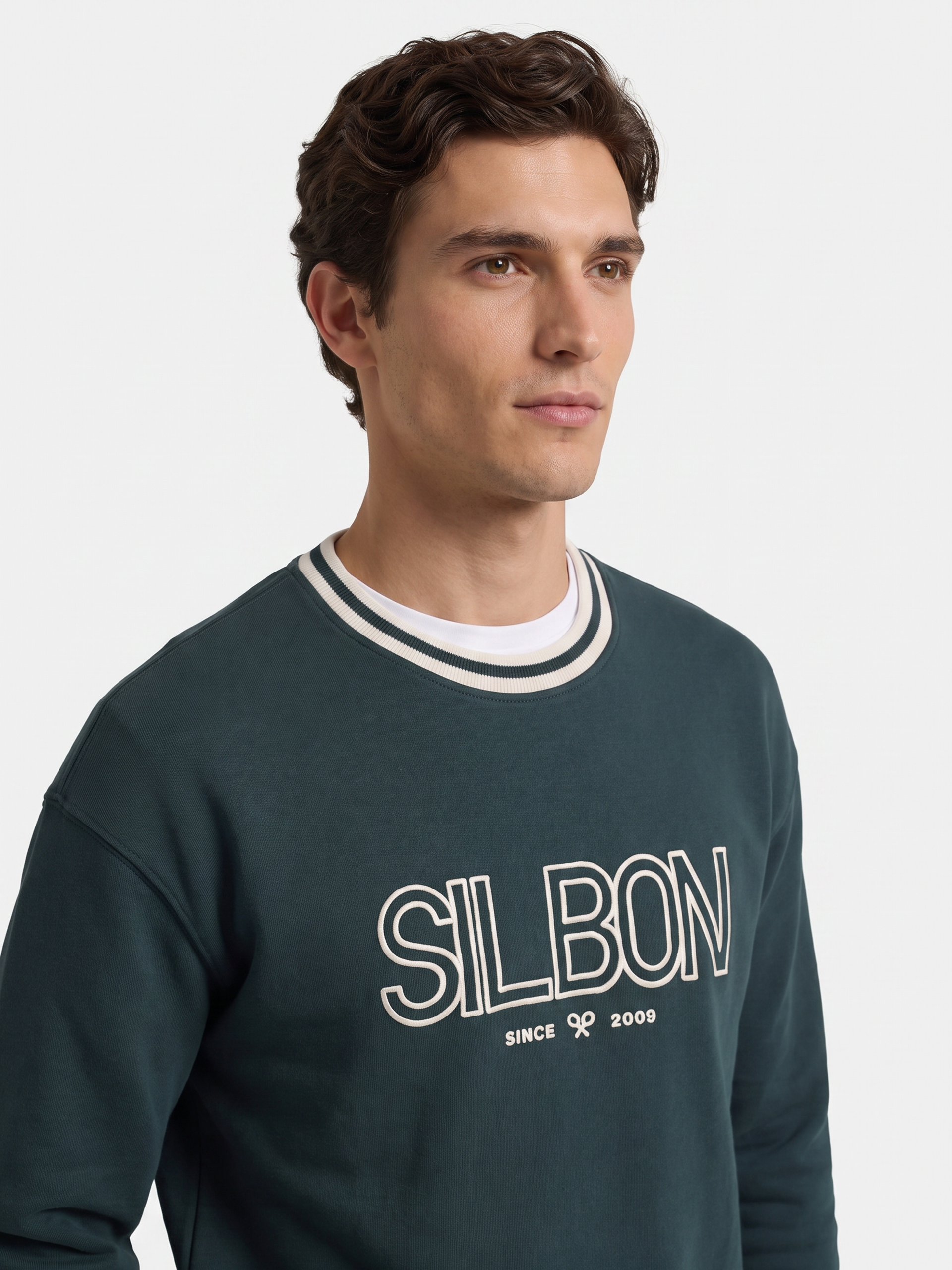 Sudadera relaxed fit retro verde oscuro