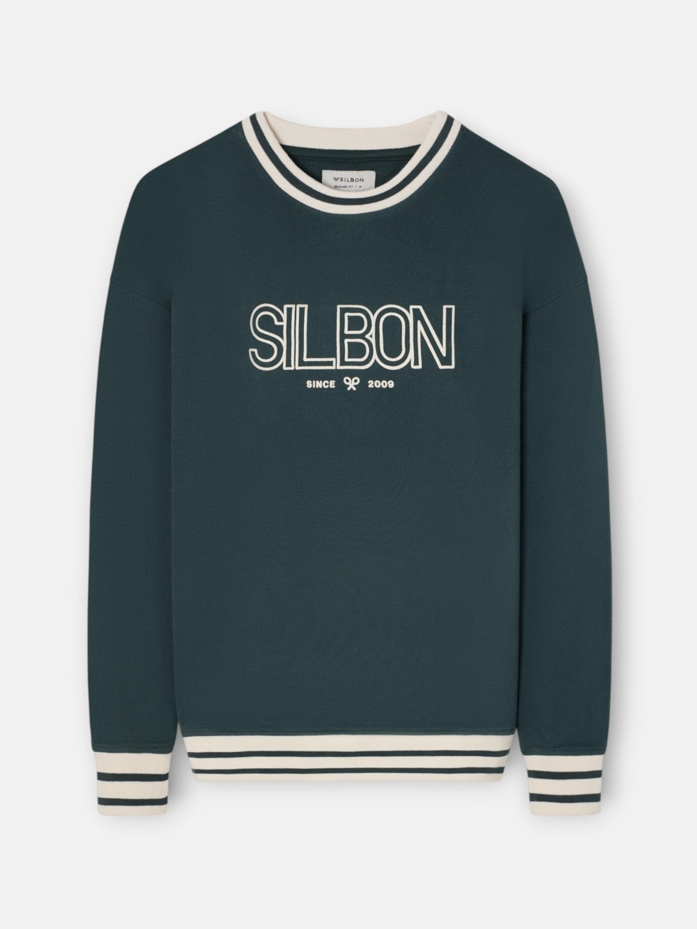 Sweatshirt relaxed fit retro verde escuro