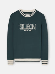 Sweat-shirt coupe décontractée rétro vert foncé